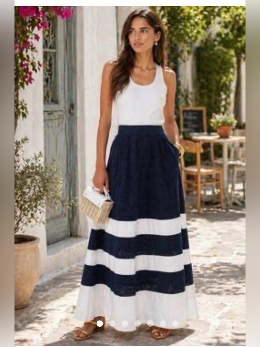 TUCKERNUCK XL Kit navy-white stripe nautical coastal Hamptons cotton maxi skirt